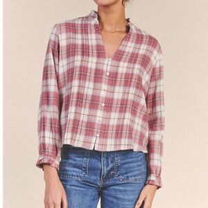 Birds of Paradis by Trovata Finley Pintuck Plaid Blouse Size L